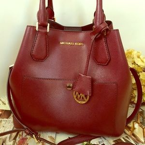 Michael Kors Merlot/Plum Greenwich Satchel Handbag